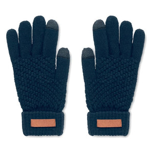 Guanti tattili Rpet blu navy - personalizzabile con logo