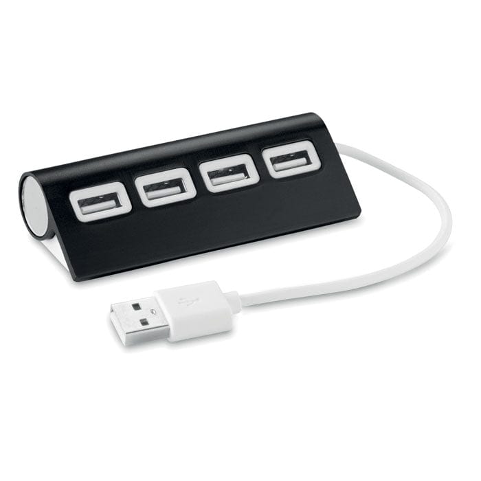 Hub 4 porte USB Nero - personalizzabile con logo