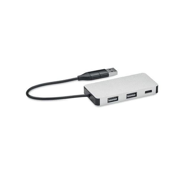 Hub USB a 3 porte Argento - personalizzabile con logo