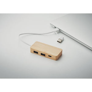 Hub USB a 3 porte in bamboo Legno - personalizzabile con logo