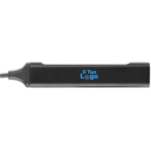 Hub USB a 4 porte 19 cm in alluminio riciclato Nero - personalizzabile con logo