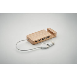 Hub USB a 4 porte in bamboo Legno - personalizzabile con logo