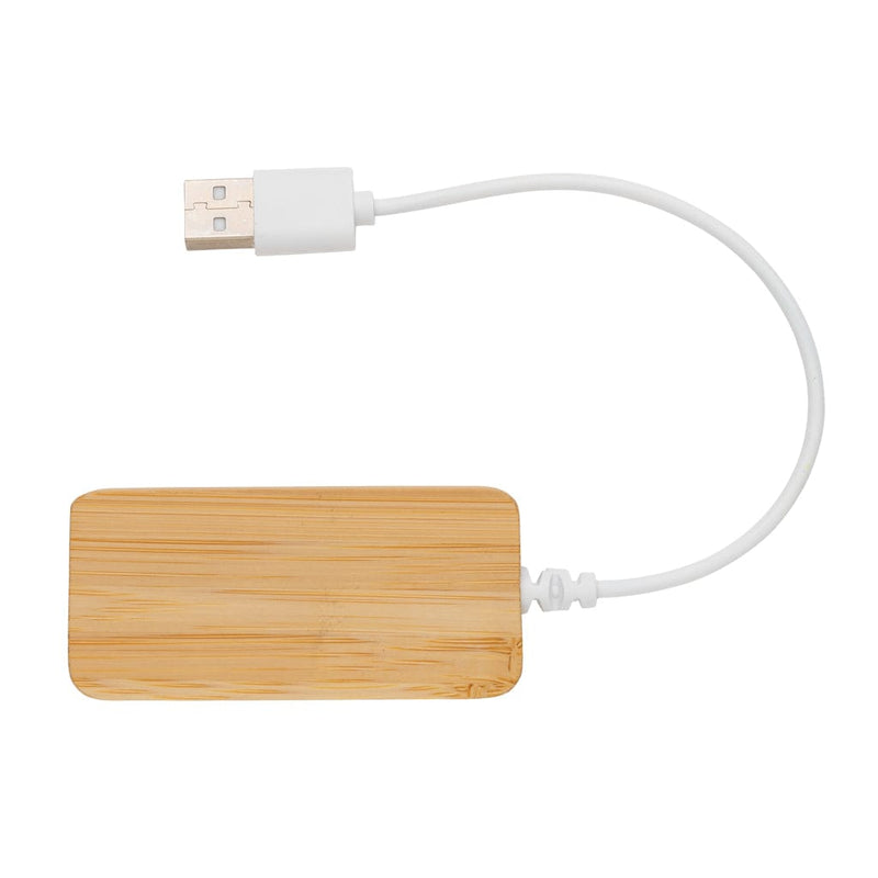 Hub USB in bambù con type C marrone - personalizzabile con logo