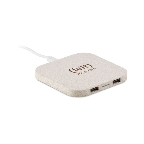 HUB USB in paglia/ABS beige - personalizzabile con logo