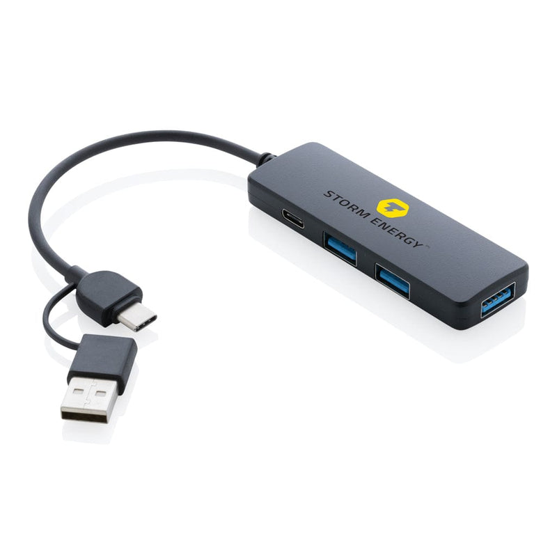 Hub USB RCS in plastica riciclata con doppio ingresso Colore: nero €11.08 - P308.261