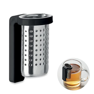 Infusore per tè con gancio Nero - personalizzabile con logo