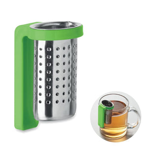 Infusore per tè con gancio verde calce - personalizzabile con logo