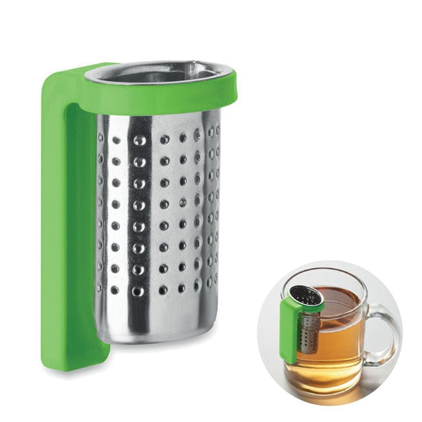 Infusore per tè con gancio verde calce - personalizzabile con logo
