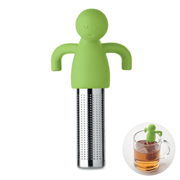 Infusore per tè omino verde calce - personalizzabile con logo