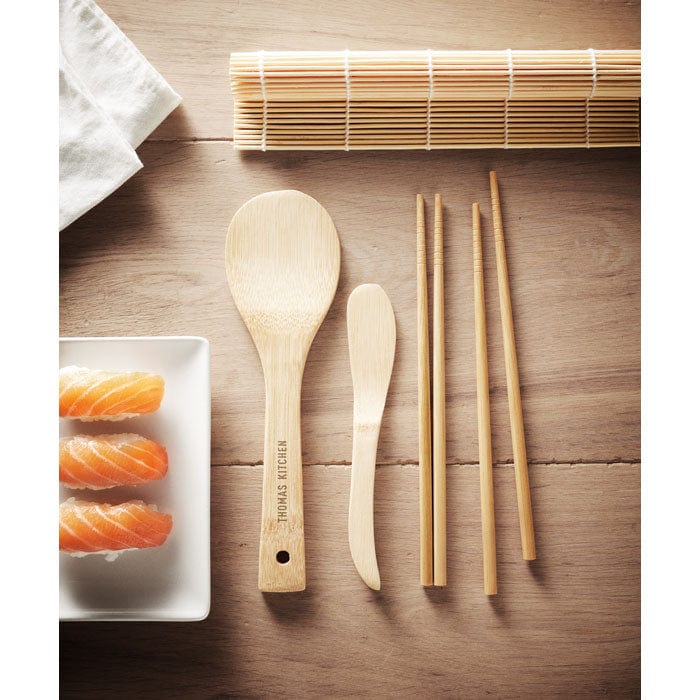 Kit 5 pezzi per sushi beige - personalizzabile con logo