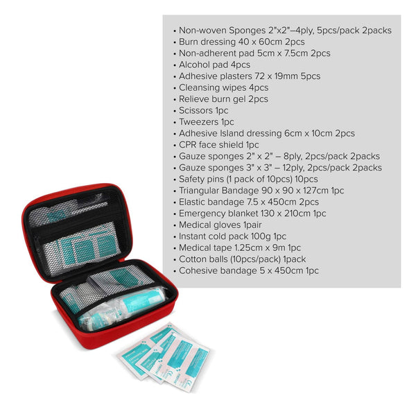Kit di pronto soccorso 40 pezzi Andes Rosso - personalizzabile con logo