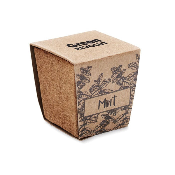 Kit per semi di menta beige - personalizzabile con logo