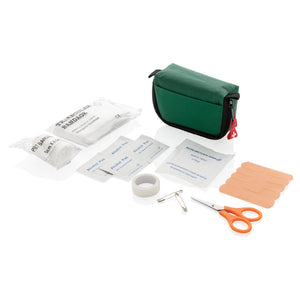 Kit pronto soccorso in custodia verde - personalizzabile con logo