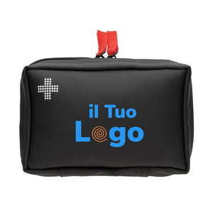Kit pronto soccorso in PU riciclato RCS nero - personalizzabile con logo