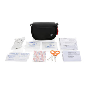 Kit pronto soccorso postalizzabile in PU riciclato RCS nero - personalizzabile con logo