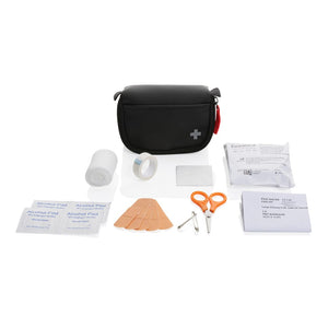 Kit pronto soccorso postalizzabile in PU riciclato RCS nero - personalizzabile con logo