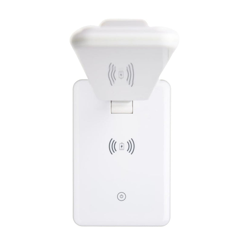 Lampada da tavolo con ricarica wireless 5W bianco - personalizzabile con logo