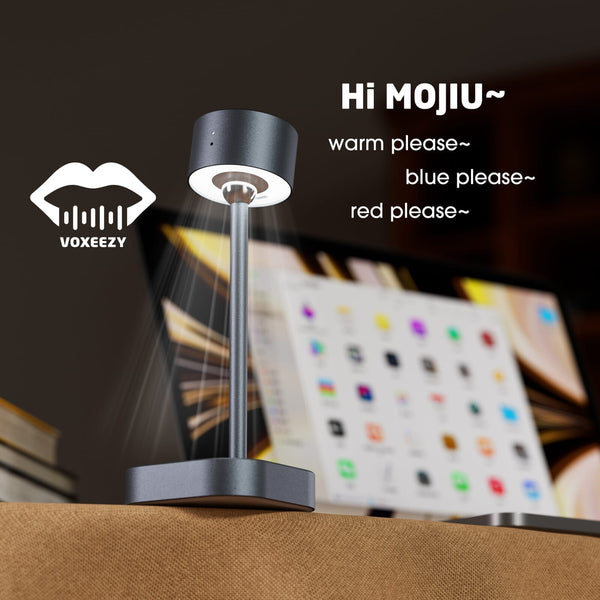 Lampada da tavolo intelligente Xoopar Mojiu con controllo vocale grigio - personalizzabile con logo