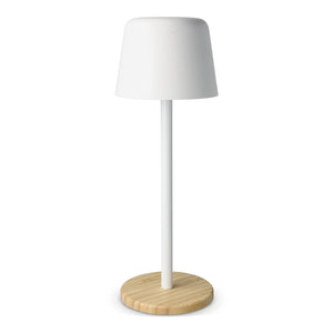 Lampada da tavolo Solis dimmerabile con base in bambù Bianco - personalizzabile con logo