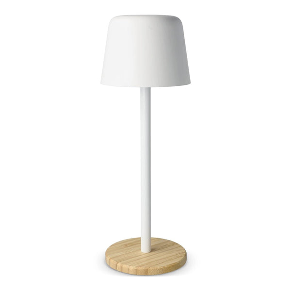 Lampada da tavolo Solis dimmerabile con base in bambù Bianco - personalizzabile con logo