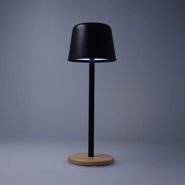 Lampada da tavolo Solis dimmerabile con base in bambù - personalizzabile con logo