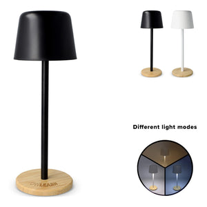 Lampada da tavolo Solis dimmerabile con base in bambù - personalizzabile con logo