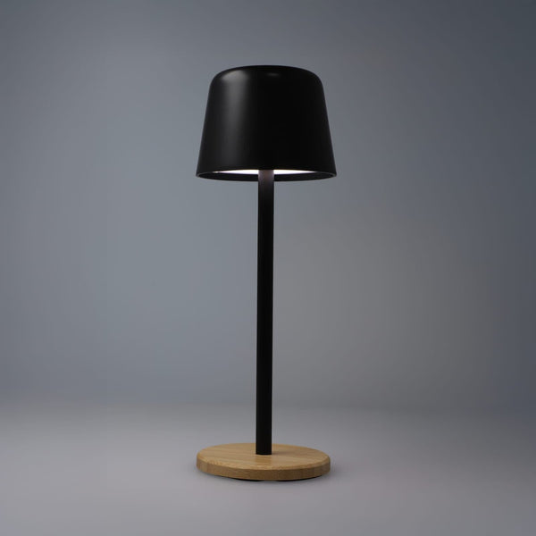 Lampada da tavolo Solis dimmerabile con base in bambù - personalizzabile con logo