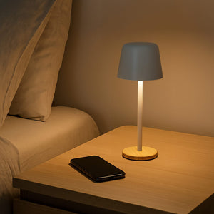 Lampada da tavolo Solis dimmerabile con base in bambù - personalizzabile con logo