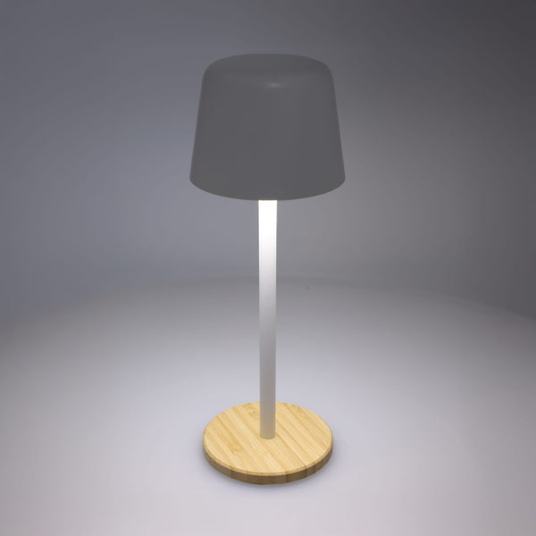 Lampada da tavolo Solis dimmerabile con base in bambù - personalizzabile con logo