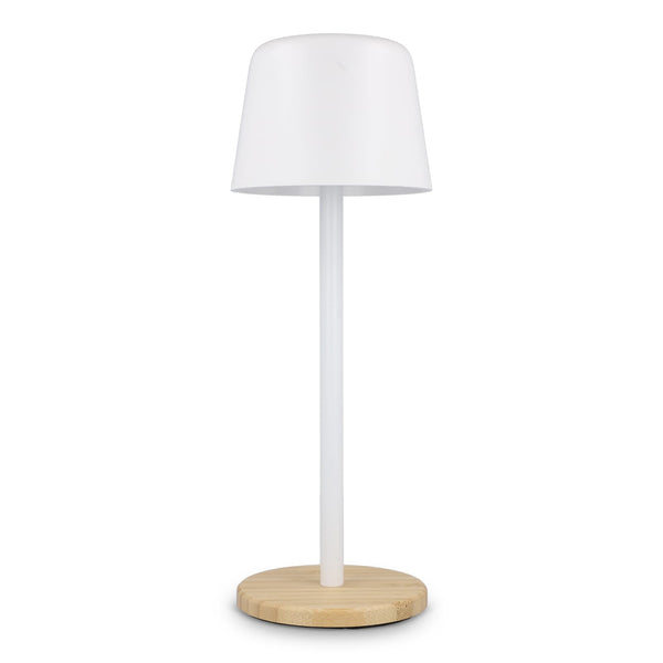 Lampada da tavolo Solis dimmerabile con base in bambù - personalizzabile con logo