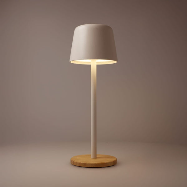 Lampada da tavolo Solis dimmerabile con base in bambù - personalizzabile con logo