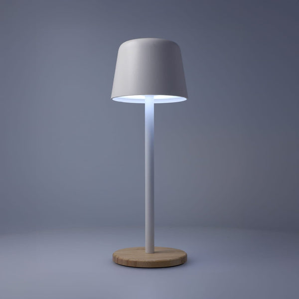 Lampada da tavolo Solis dimmerabile con base in bambù - personalizzabile con logo
