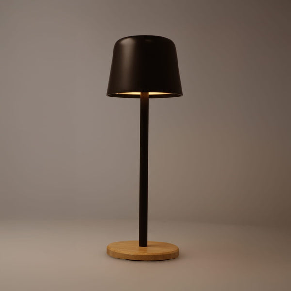 Lampada da tavolo Solis dimmerabile con base in bambù - personalizzabile con logo