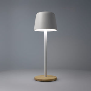 Lampada da tavolo Solis dimmerabile con base in bambù - personalizzabile con logo