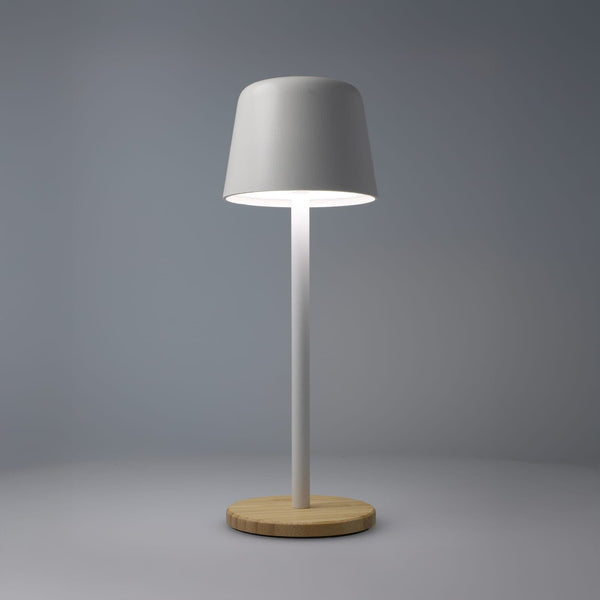 Lampada da tavolo Solis dimmerabile con base in bambù - personalizzabile con logo