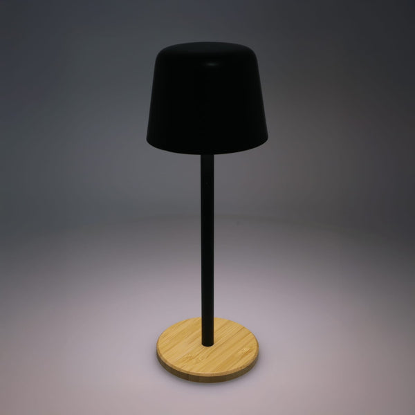 Lampada da tavolo Solis dimmerabile con base in bambù - personalizzabile con logo