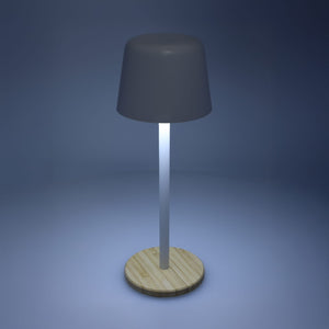 Lampada da tavolo Solis dimmerabile con base in bambù - personalizzabile con logo