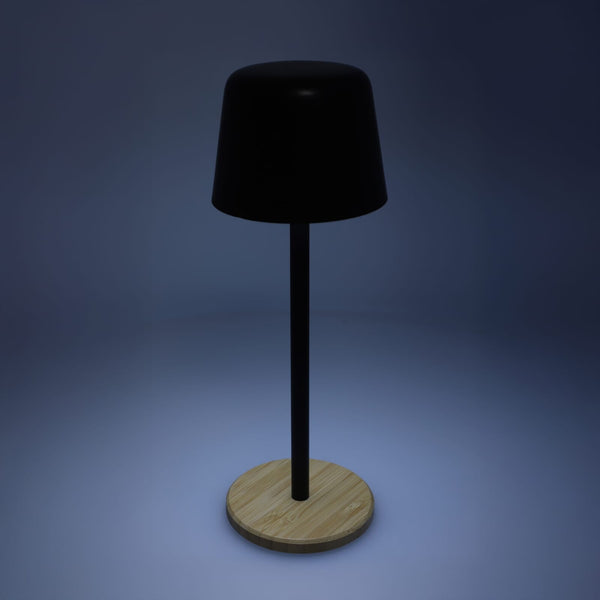 Lampada da tavolo Solis dimmerabile con base in bambù - personalizzabile con logo