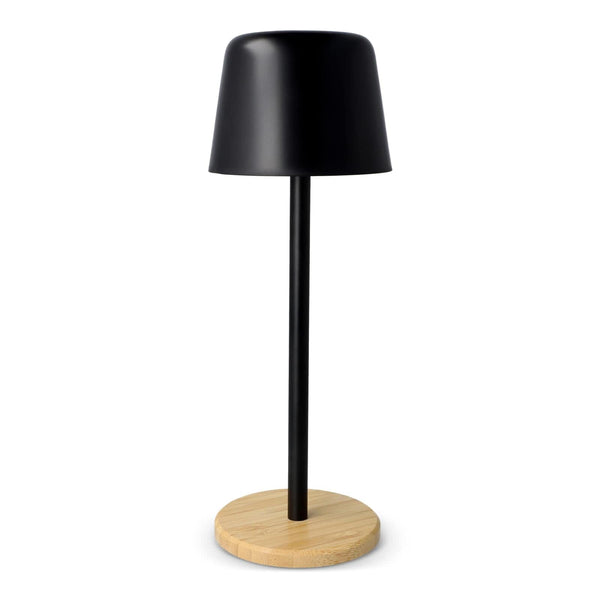 Lampada da tavolo Solis dimmerabile con base in bambù Nero - personalizzabile con logo