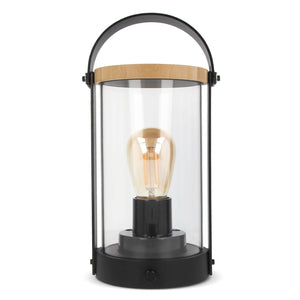 Lampada Edison in bambù Nero - personalizzabile con logo