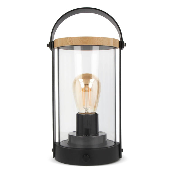 Lampada Edison in bambù Nero - personalizzabile con logo