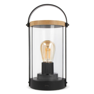 Lampada Edison in bambù Nero - personalizzabile con logo