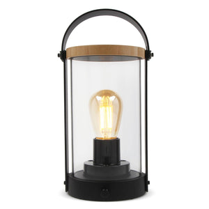 Lampada Edison in bambù Nero - personalizzabile con logo