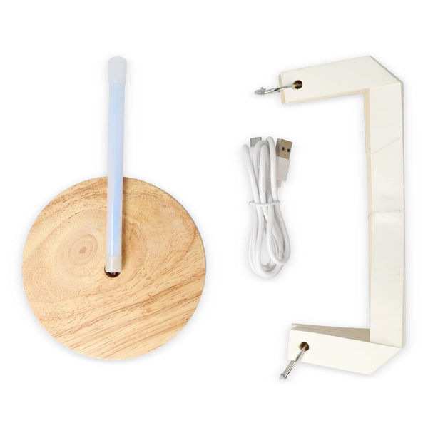 Lampada LED di carta Coollux Aurora con base legno natural - personalizzabile con logo