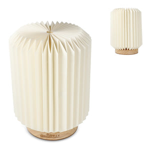 Lampada LED di carta Coollux Aurora con base legno natural - personalizzabile con logo