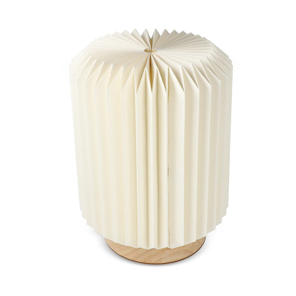 Lampada LED di carta Coollux Aurora con base legno natural - personalizzabile con logo