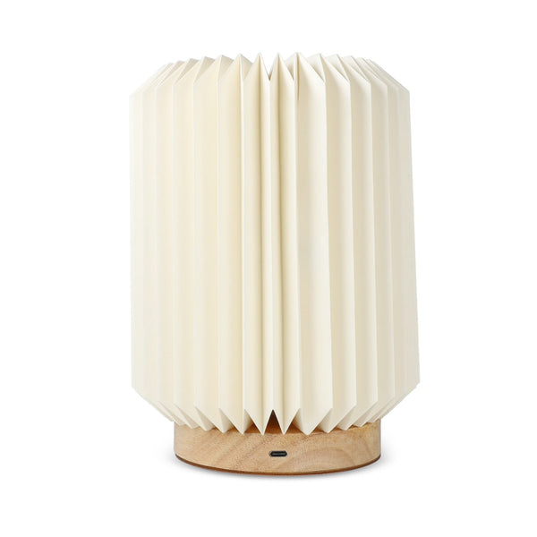 Lampada LED di carta Coollux Aurora con base legno natural - personalizzabile con logo