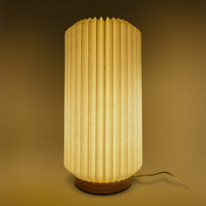 Lampada LED di carta pieghevole Coollux Aurora Tall con base di legno, 32 cm natural - personalizzabile con logo