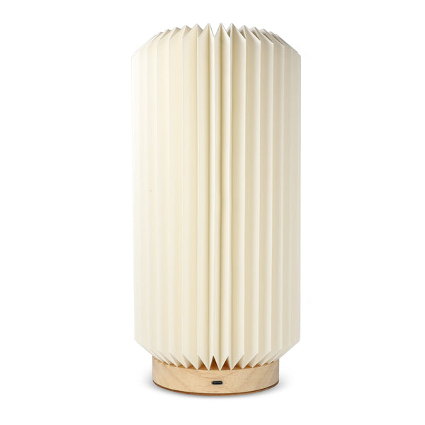 Lampada LED di carta pieghevole Coollux Aurora Tall con base di legno, 32 cm natural - personalizzabile con logo