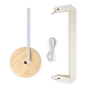Lampada LED di carta pieghevole Coollux Aurora Tall con base di legno, 32 cm natural - personalizzabile con logo